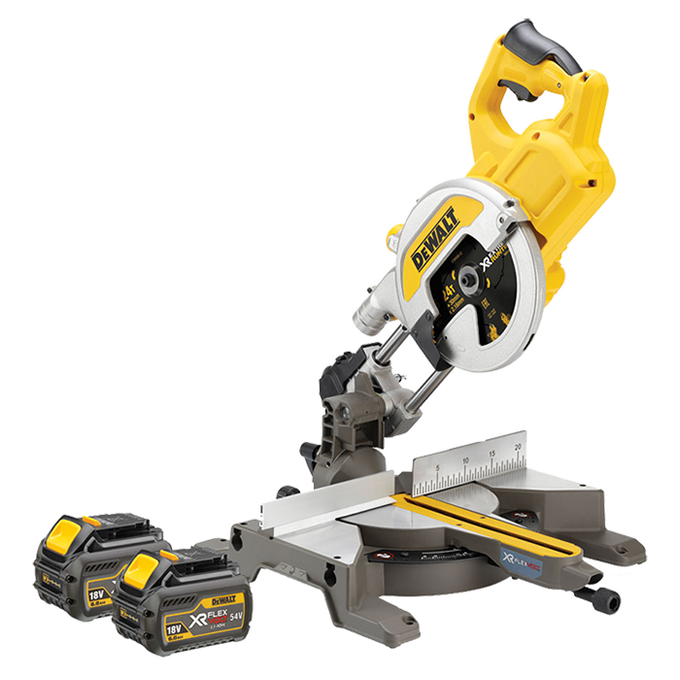 DEWALT DCS777T2 FlexVolt XR 216mm Cordless Mitre Saw with 54V 2x6.0Ah batteries, XPS cut indicator – Keans Claremorris