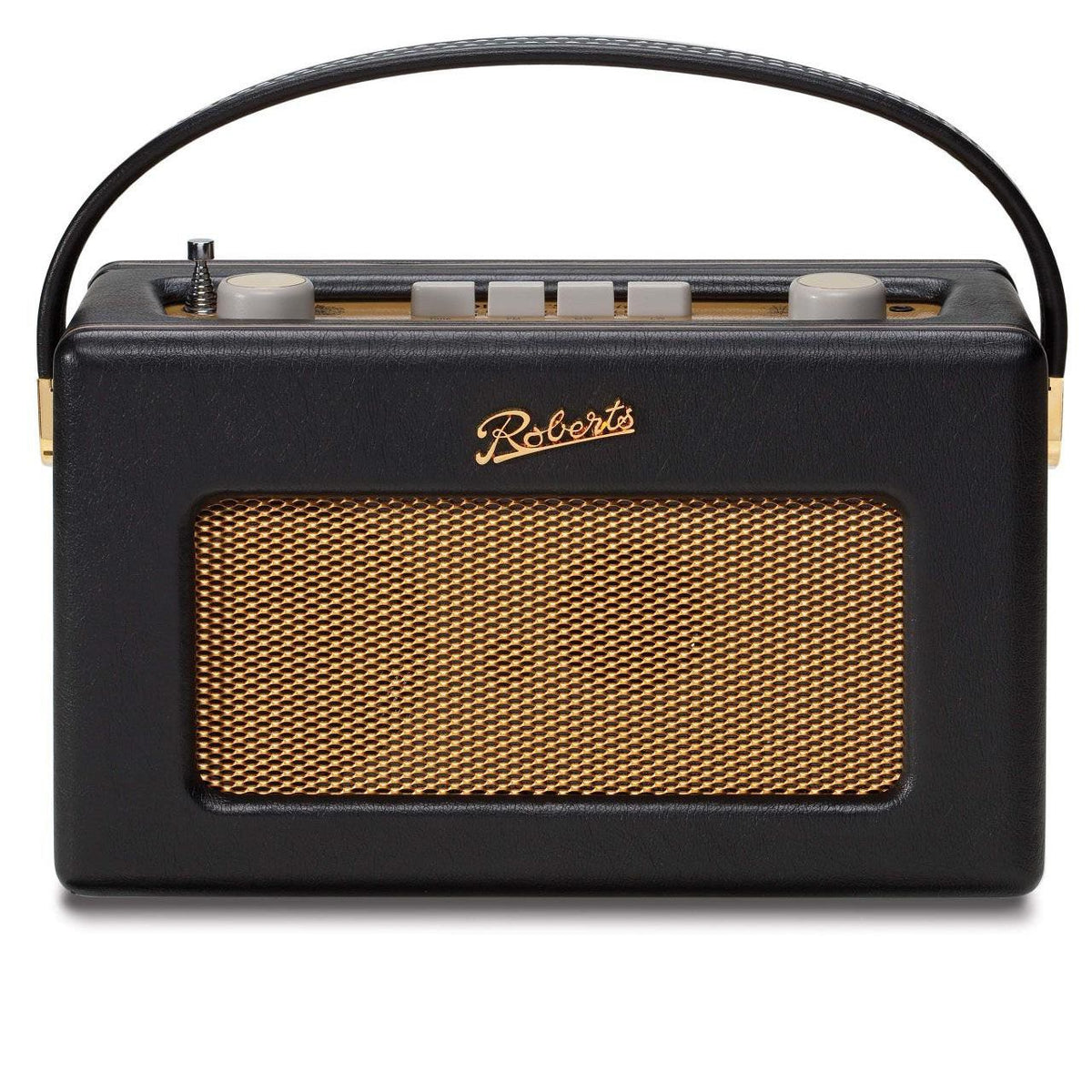 Roberts R260BK Revival Radio in black, 1950s retro AM/FM, leather wrap, wooden cabinet, manual tuning – available at Kean’s