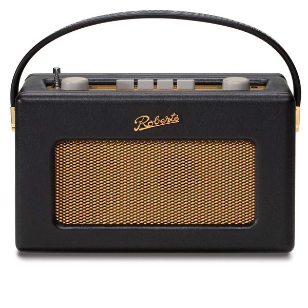 Roberts R260BK Revival Radio in black, 1950s retro AM/FM, leather wrap, wooden cabinet, manual tuning – available at Kean’s