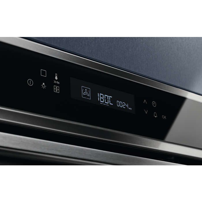 Electrolux Double Oven KDFCC00X with dual cooking zones, sleek stainless steel finish - available at Keans Claremorris.