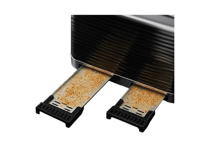 Russell Hobbs Inspire 4 Slice Black Toaster with extra-wide slots, sleek design – available at Keans Claremorris
