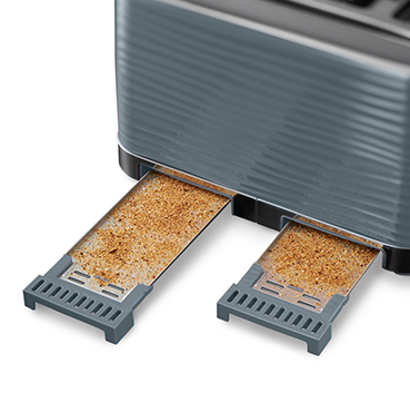 Russell Hobbs Inspire 4 Slice Grey Toaster with extra-wide slots, adjustable browning - available at Keans Claremorris