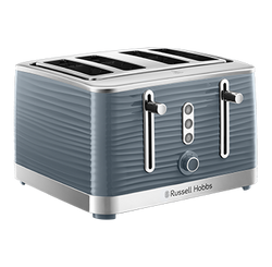 Russell Hobbs Inspire 4 Slice Grey Toaster with textured ripples, stainless steel, large slots - Keans Claremorris