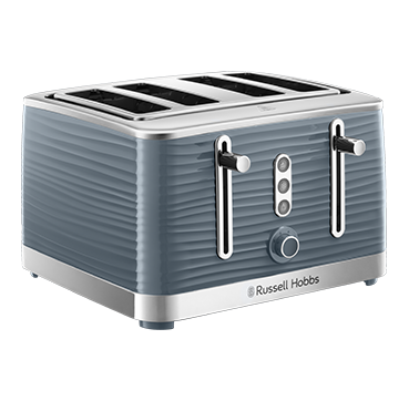 Russell Hobbs Inspire 4 Slice Grey Toaster with textured ripples, stainless steel, large slots - Keans Claremorris