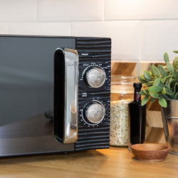 Russell Hobbs Inspire 17L Black Manual Microwave, compact design, easy controls – available at Keans Claremorris