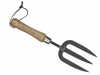 Kent & Stowe Carbon Steel Hand Fork with ergonomic FSC ash wood handle, durable for soil cultivation and weeding – Keans