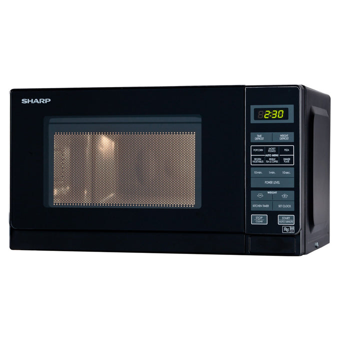 Sharp 20L 800W Black Microwave with Digital Controls, Painted Interior – Compact Kitchen Appliance | Keans Claremorris