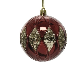 Christmas OX Blood Gold Baubles 8cm