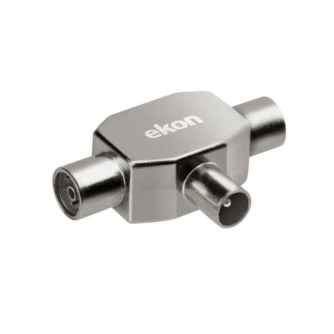 Coaxial antenna splitter 1x9.5mm male to 2x9.5mm female with aluminium shielding - Keans Claremorris