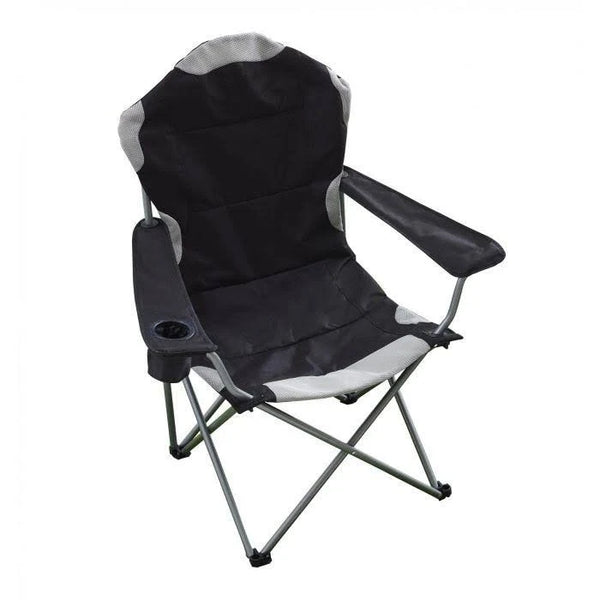 Deluxe padded camping chair with high back, breathable mesh, cup holder, lightweight steel frame, foldable - Keans