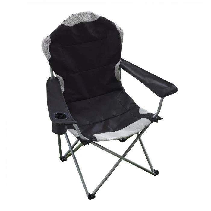 Deluxe padded camping chair with high back, breathable mesh, cup holder, lightweight steel frame, foldable - Keans