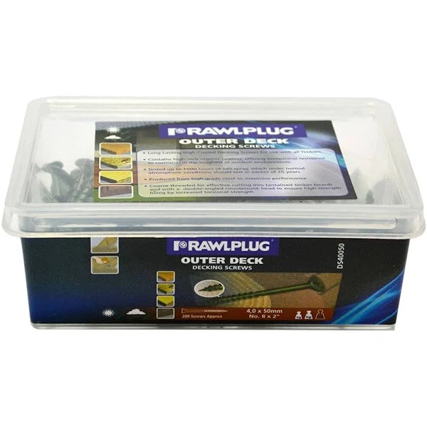 Decking Screws 4.0x50mm, corrosion-resistant, coarse threads, double angled head, box of 200 – Keans Claremorris