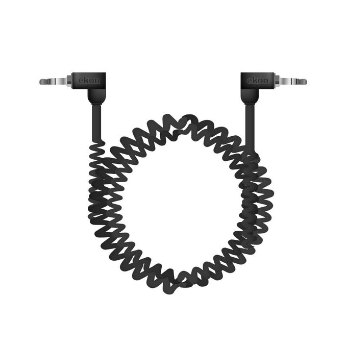 Jack Cable 3.5mm spiral audio cable 0.75m with 90° angled male jacks for headphones – Keans Claremorris