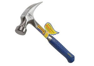Claw Hammer 16oz with blue shock reduction grip, durable steel, straight claw for ripping, made in USA – Keans Claremorris