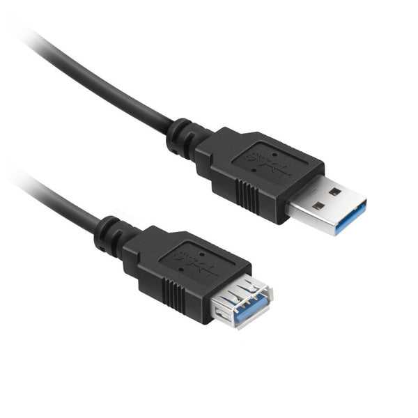 USB 3.0 extension cable 1.8m, Type A male to female, black, anti-kink, for PC and devices - Keans Claremorris