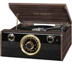 Victrola Empire VTA-270B 6-in-1 Bluetooth Music Centre in mahogany with vinyl, CD, cassette, FM radio – Keans Claremorris