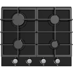 Cata UBGOG60BK 4-burner black gas hob with cast iron pan supports, flame failure safety, automatic ignition – Keans