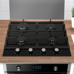 Cata UBGOG60BK black 4 ring gas hob burner, sleek design, available at Keans Claremorris