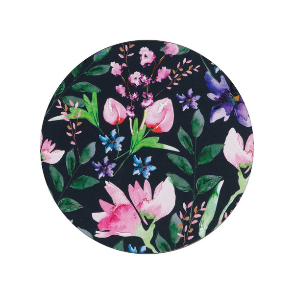 Denby Dark Floral Round Coasters Pack of 6