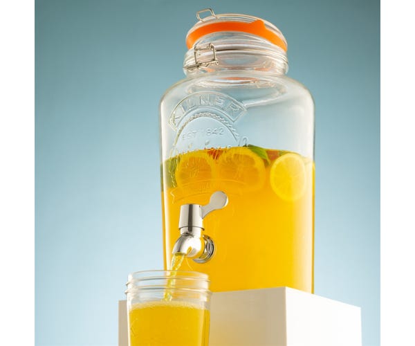 Kilner 5L Clip Top Round Drinks Dispenser - Clear Glass Beverage Container, Keans Claremorris