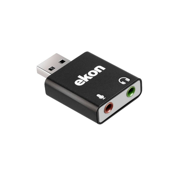 Audio Adapter USB M to 2x 3.5mm Jack F, black, dual headphone splitter for PC and laptop - Keans Claremorris