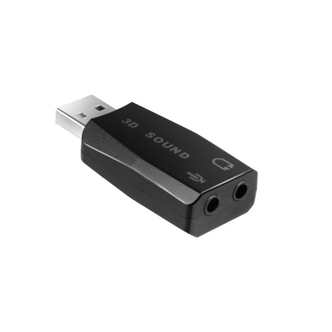 USB audio adapter with 2x 3.5mm jacks for headphones, microphones, and excellent sound quality - Keans Claremorris