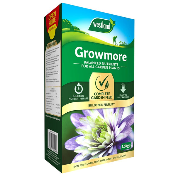 Westland Growmore 1.5KG fertilizer, rich in nutrients for healthy growth and soil fertility, available at Keans Claremorris.