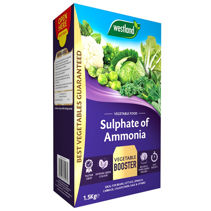 Westland Sulphate of Ammonia 1.5KG fast-acting nitrogen feed for healthy green foliage, available at Keans Claremorris.