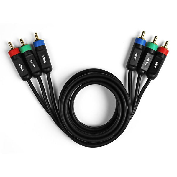 3 RCA male to male YUV RGB cable, 1.5m, nickel connectors, red green blue, PVC jacket – Keans Claremorris