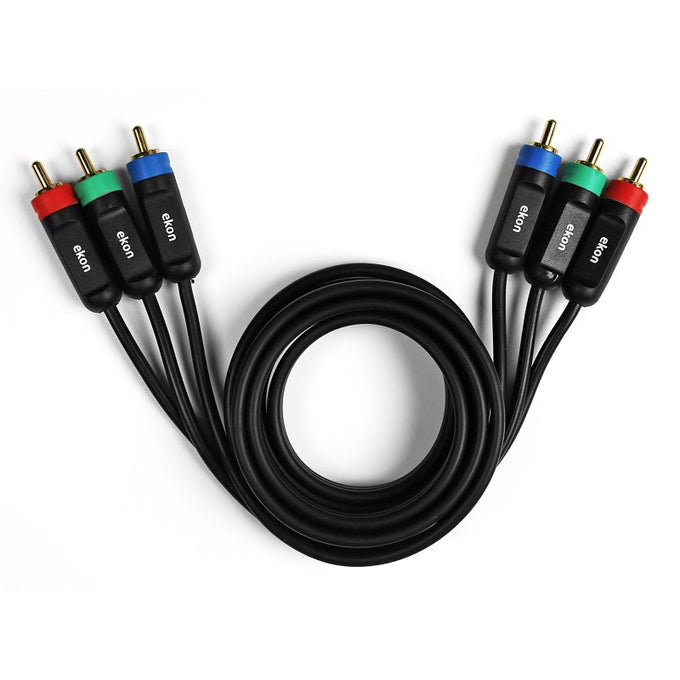 3 RCA male to male YUV RGB cable, 1.5m, nickel connectors, red green blue, PVC jacket – Keans Claremorris